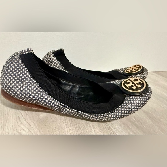 Tory Burch Black White Caroline 2 Ballet Flats Women’s Size 5 - Picture 9 of 9